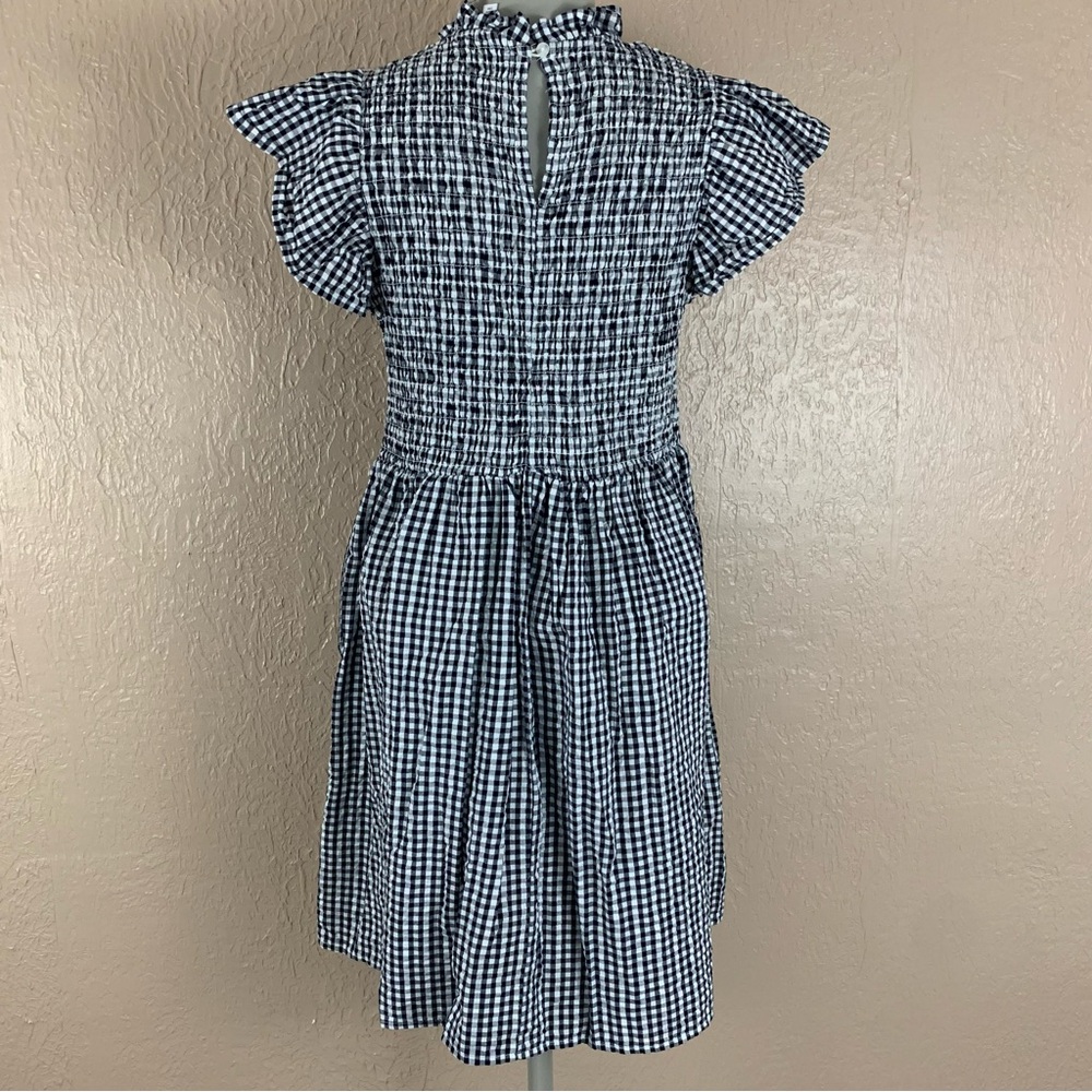 Time and Tru Black and White Plaid Smocked Ruffle Dress - Picture 5 of 15